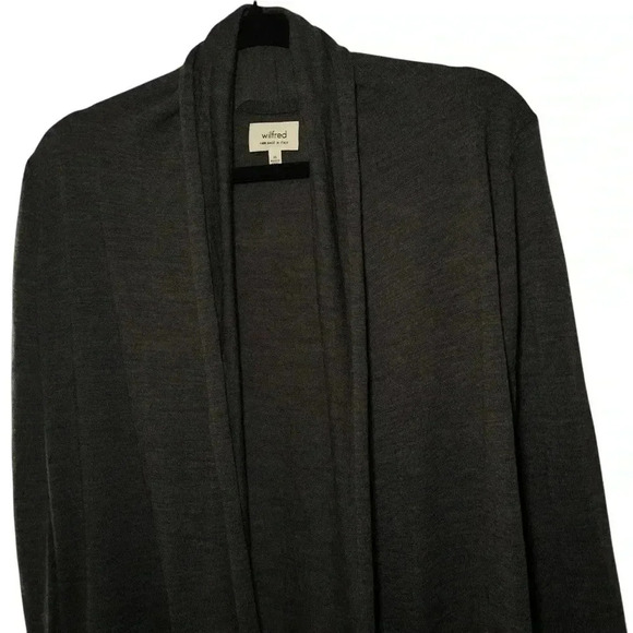 Wilfred Flaubert Wool Long Sleeve Dark Gray Open Cardigan Sweater Size XS - Picture 3 of 7